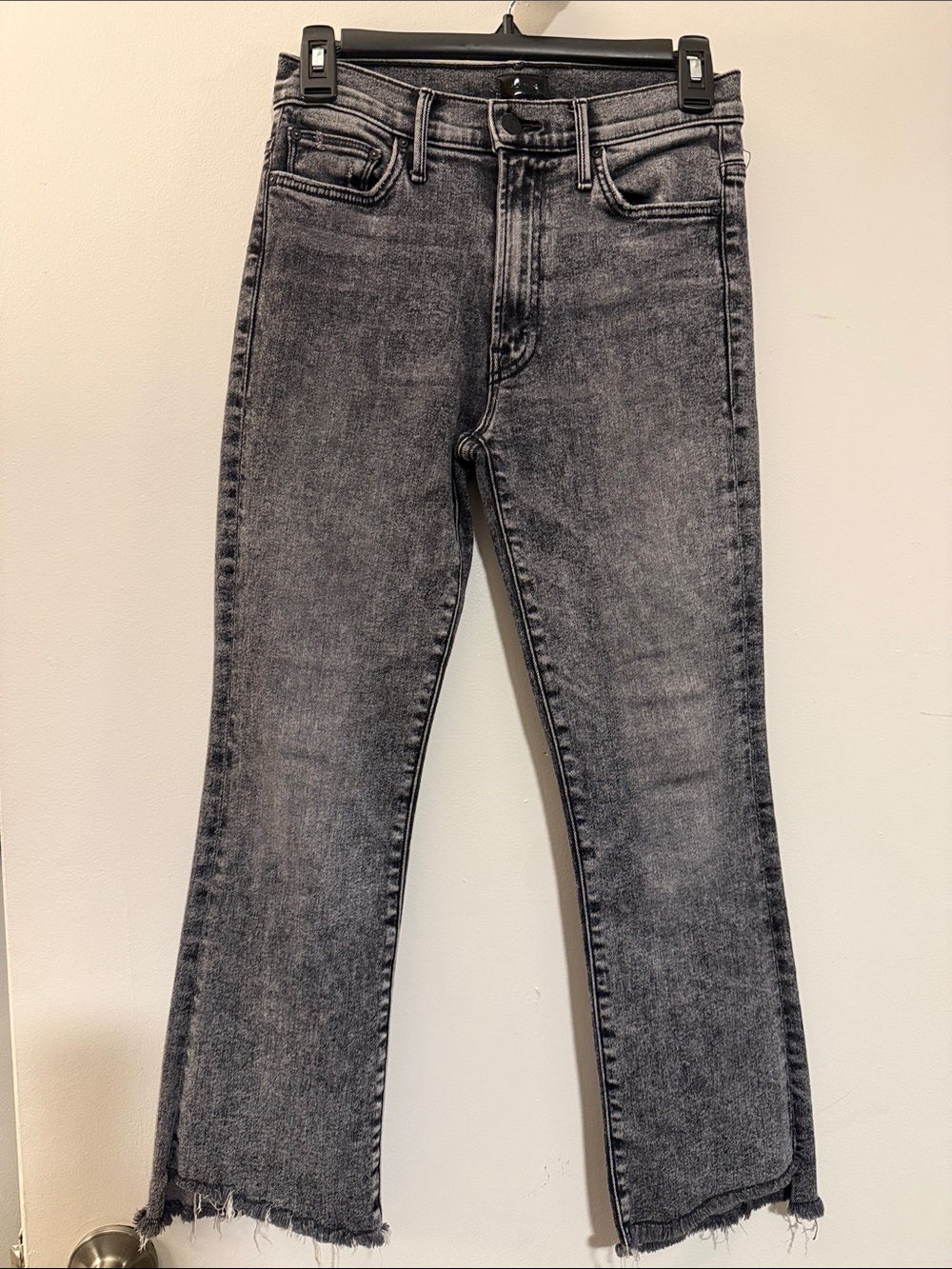 MOTHER Washed Black-Gray Ankle Crop Jeans
